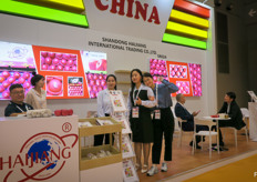 Shandong HaiJiang International Trading is an apple grower and exporter. On the photo is Lulu, Sales Manager.